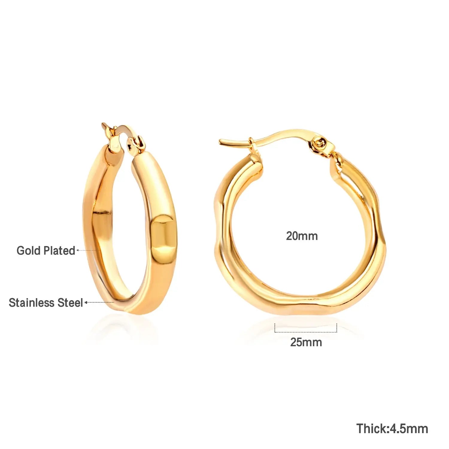 Minimalist Stainless Steel Hoop Earrrings for Women Gold Color Metal Circle Earrings Vintage Girls Party Jewelry Gifts asonjewelry